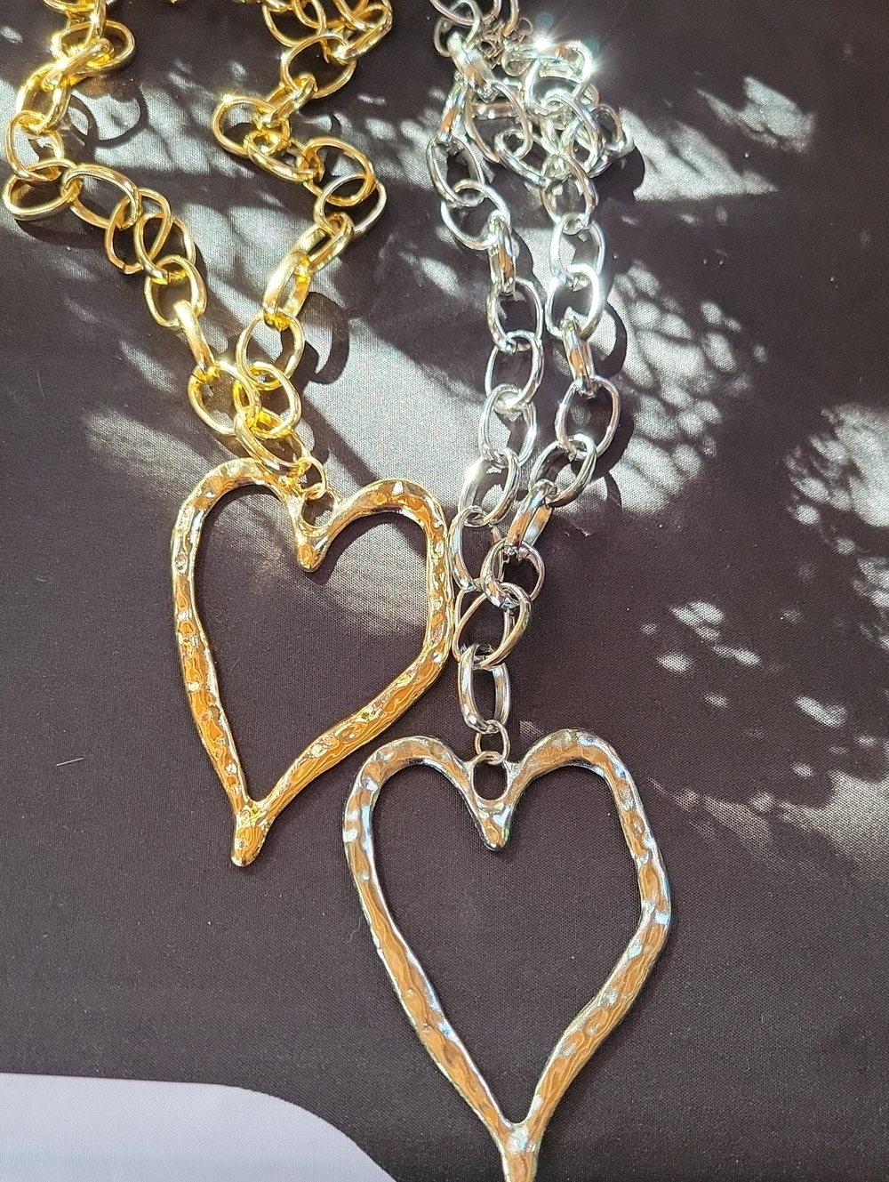 Gold and Silver Heart Pendant Necklace - Women Jewelry